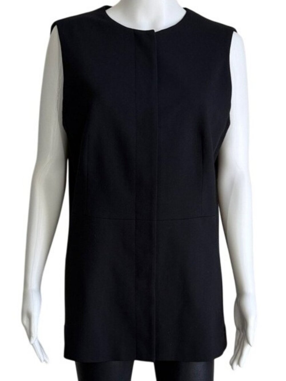 AKRIS Punto Black Wool Sleeveless Long Vest / Tunic – Size 14